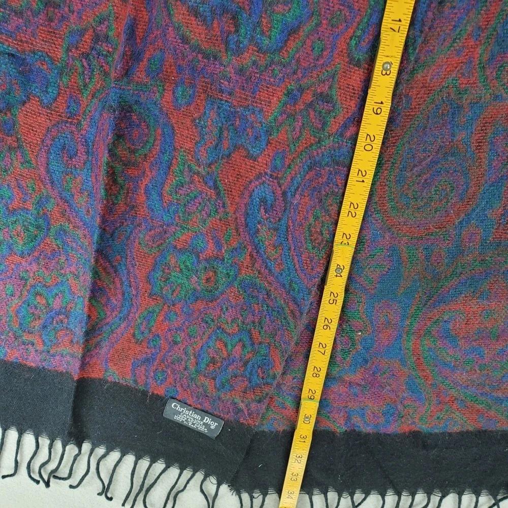 Vintage Christian Dior Cashluxe Acrylic Scarf Purple Plaid Casual Soft